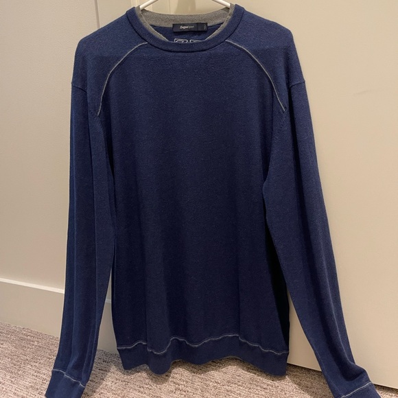 Zegna, Cotton and Cashmere Knit Crewneck Sweater - Picture 2 of 8